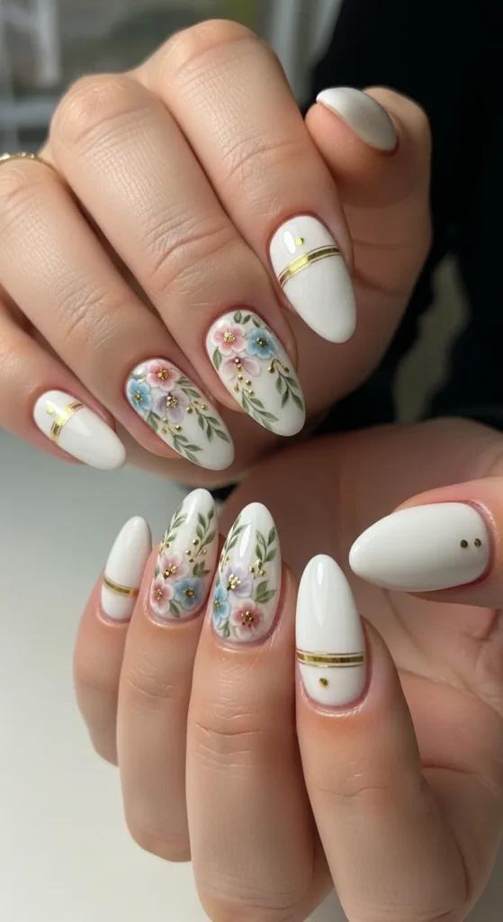 White with Floral Accents