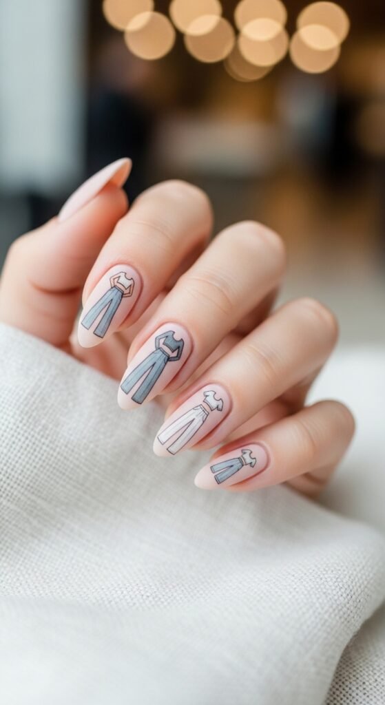 Wide-Leg Trousers + Crop Top Nails