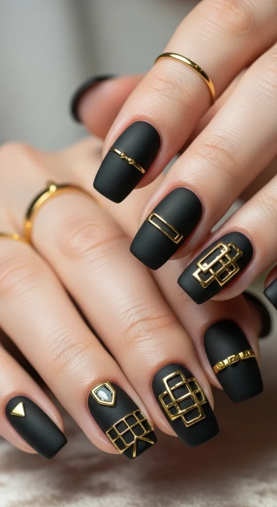 nails Geometric Gold Hardware