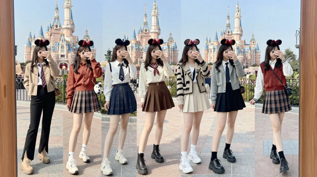 Let's be real—Disney World is the most magical place on earth, but it's also a fashion challenge. You want to look cute for those Instagram-worthy castle shots, but you also need to be comfortable enough to walk 10 miles and survive the Florida heat (or California chill). It's a delicate balance. Fall is actually the perfect time for a Disney trip. The weather is more bearable, the crowds are slightly thinner, and the seasonal decorations are pure magic. But your outfit still needs to be practical, photogenic, and comfortable. These 8 fall Disney outfits are designed to help you slay the park while staying comfortable. They're cute, they're practical, and they'll have you looking like a Disney princess (or at least a very stylish guest). Let's get you park-ready. 🏰🍂 1. Matching Set + Sneakers + Mouse Ears Matching sets are the ultimate Disney outfit hack. They're cute, they're coordinated, and they take zero effort to put together. Add sneakers and mouse ears, and you've got a look that's both stylish and practical. Wear a matching sweatsuit or jogger set in a fun color—burgundy, olive, or classic black. The set should be comfortable and breathable. Add white sneakers that are broken in and comfortable. Top it off with mouse ears in a coordinating color. Here's the trick: Choose a set in a fall color to embrace the season. The matching set looks intentional; the sneakers keep it practical. The mouse ears add the Disney magic. This outfit is perfect for a full day of park-hopping. It's comfortable, it's cute, and it's the kind of outfit that makes you look like a Disney influencer. IMO this is peak "I'm here for the vibes" energy. 2. Denim Jacket + Graphic Tee + Bike Shorts Graphic tees and bike shorts are the ultimate Disney comfort combo. The tee shows off your personality; the shorts keep you cool. Add a denim jacket for those cooler evenings. Wear a graphic tee with a Disney-inspired design or a fun print. Pair with bike shorts in a neutral color—black, grey, or olive. Layer a classic denim jacket over it. Add white sneakers or chunky sneakers. The key is the layers. The denim jacket adds warmth for cooler evenings while the bike shorts keep you cool during the day. Leave the jacket unbuttoned for a relaxed vibe. The graphic tee adds personality. This outfit is perfect for warm fall days when the temperature drops at night. It's comfortable, it's stylish, and it's the kind of outfit that transitions seamlessly from day to night. 3. Midi Dress + Sneakers + Crossbody Bag A midi dress is the perfect balance of cute and comfortable for a Disney day. It's flowy, it's feminine, and it photographs beautifully. Add sneakers and a crossbody bag, and you've got a practical park outfit. Wear a flowy midi dress in a solid color or subtle print. The dress should be light and breathable. Add white sneakers that are comfortable for walking. Carry a crossbody bag to keep your hands free. Here's the trick: Choose a dress in a fall color like rust, olive, or burgundy to embrace the season. The dress adds the femininity; the sneakers keep it practical. The crossbody bag is essential for park days. This outfit is perfect for castle photos, character meet-and-greets, or any day you want to look like a Disney princess (minus the uncomfortable shoes). It's one of those fall outfit ideas that's both beautiful and practical. 4. Jumpsuit + Denim Jacket + Sneakers Jumpsuits are the ultimate "I have nothing to wear" hack. One piece, zero decisions, instant outfit. Add a denim jacket and sneakers, and you've got a Disney look that's both practical and stylish. Wear a jumpsuit in a solid color—olive, navy, or black. The jumpsuit should be comfortable and breathable. Layer a classic denim jacket over it. Add white sneakers for comfort. Here's the trick: Leave the denim jacket unbuttoned so the jumpsuit peeks through. Roll the sleeves for a more relaxed vibe. The jumpsuit provides the style; the sneakers keep it practical. This outfit is perfect for a full day of park-hopping. It's comfortable, it's stylish, and it's the kind of outfit that makes you look put together without trying too hard. 5. Leggings + Oversized Sweatshirt + Sneakers Comfort is key at Disney, and nothing is more comfortable than leggings and an oversized sweatshirt. Add sneakers, and you've got a look that's both cozy and practical. Wear high-waisted leggings in a dark color—black, navy, or olive. Pair with an oversized sweatshirt in a fun color or with a Disney-inspired design. Add white sneakers or chunky sneakers. The key is the proportions. The oversized sweatshirt covers your hips while the leggings keep it sleek. Tuck the front of the sweatshirt in slightly to define your waist. The sneakers keep it comfortable. This outfit is perfect for those cooler fall days when you want to be cozy. It's comfortable, it's cute, and it's the kind of outfit that makes you feel like you're wearing pajamas (in a good way). 6. Skort + Tank Top + Denim Jacket Skorts are the ultimate Disney hack. They look like skirts but have the practicality of shorts. Perfect for those long park days when you want to look cute but also need to move. Wear a skort in a neutral color—black, olive, or beige. Pair with a simple tank top in a solid color. Layer a classic denim jacket over it. Add white sneakers. The key is the skort. The skort gives you the look of a skirt with the practicality of shorts. The tank top keeps it cool; the denim jacket adds warmth for cooler evenings. This outfit is perfect for warm fall days when you want to look cute and stay comfortable. It's one of those stylish layering looks that's perfect for a day at the park. 7. Midi Skirt + Graphic Tee + Sneakers Midi skirts and graphic tees are a match made in Disney heaven. The skirt adds the femininity; the tee adds the personality. Add sneakers, and you've got a look that's both cute and comfortable. Wear a flowy midi skirt in a solid color or subtle print. Pair with a graphic tee with a Disney-inspired design or fun print. Add white sneakers. The key is the contrast. The midi skirt is feminine; the graphic tee is casual. Tuck the tee into the skirt to define your waist. The sneakers keep it comfortable. This outfit is perfect for castle photos, character meet-and-greets, or any day you want to look cute and comfortable. It's one of those fall outfit ideas that's both beautiful and practical. 8. Overall Shorts + Long-Sleeve Tee + Sneakers Overall shorts are the ultimate Disney outfit. They're cute, they're comfortable, and they have pockets for all your park essentials. Pair with a long-sleeve tee and sneakers, and you've got a look that's both stylish and practical. Wear overall shorts in a denim or corduroy material. Pair with a long-sleeve tee in a solid color—white, black, or cream. Add white sneakers. The key is the overalls. The overall shorts are playful and practical. The long-sleeve tee adds warmth; the sneakers keep it comfortable. Roll the cuffs for a more relaxed vibe. This outfit is perfect for a full day of park-hopping. It's comfortable, it's cute, and it's the kind of outfit that makes you look like a Disney influencer. The Disney Park Manifesto Here's the thing about Disney outfits—they need to be practical, photogenic, and comfortable. You're going to walk miles, wait in lines, and take a million photos. Your outfit needs to keep up. These 8 fall Disney outfits are designed to help you do exactly that. They're cute, they're comfortable, and they'll have you looking like a Disney princess (or at least a very stylish guest). So go ahead—embrace the magic. Wear the matching set. Rock the mouse ears. Make memories. Because Disney is the most magical place on earth. And you're going to look amazing there. Which Disney park look are you wearing on your next trip? Spill the tea—I'm genuinely curious! 🏰🍂